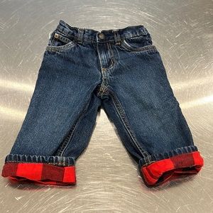 Carters Buffalo Plaid Lined Infant Blue jeans